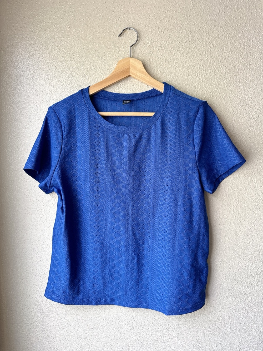 Royal Blue Short Sleeve Eyelet Top - Size L